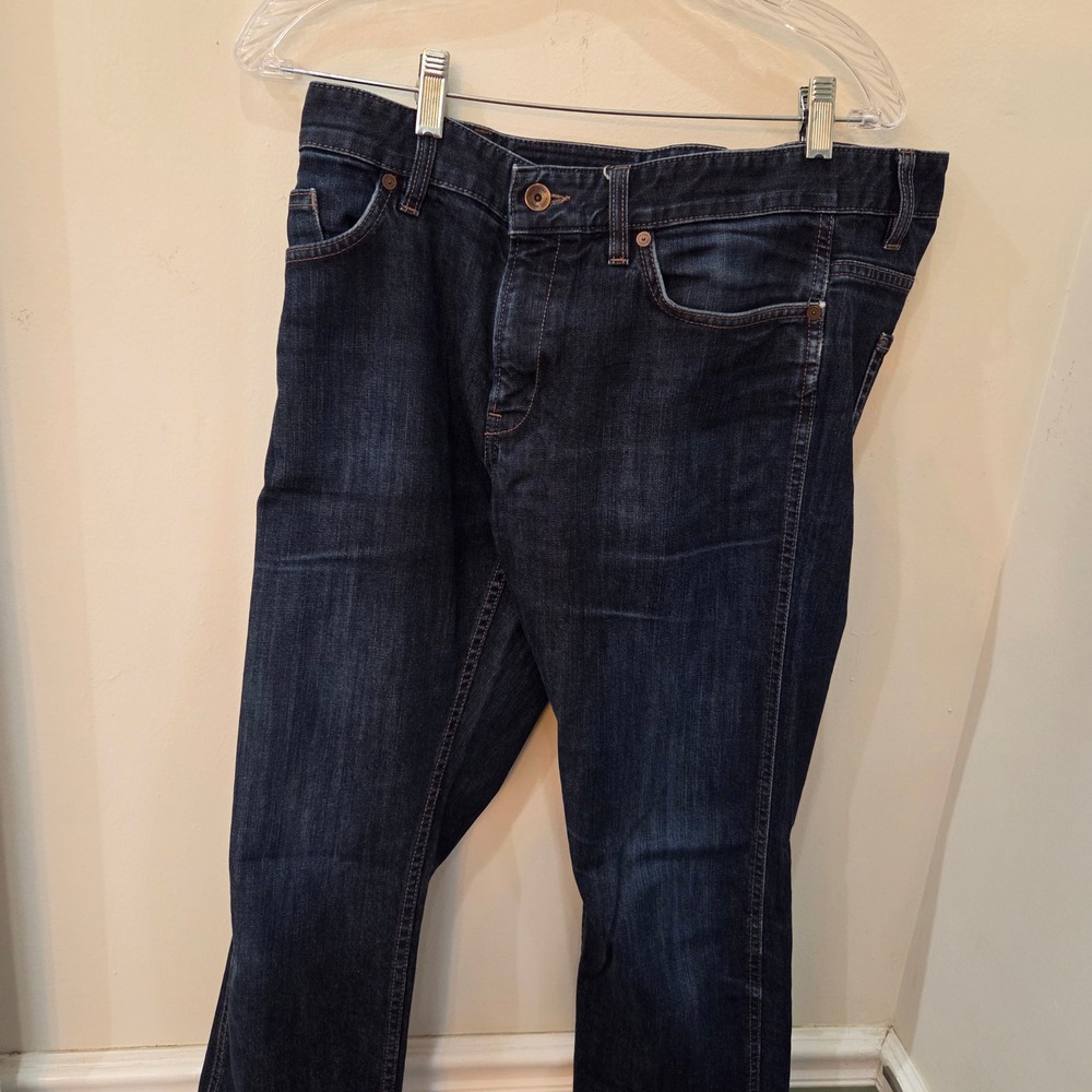 Hugo Boss Jeans 34/32 Dark Blue Stretch Straight Leg Designer Denim - Picture 5 of 8